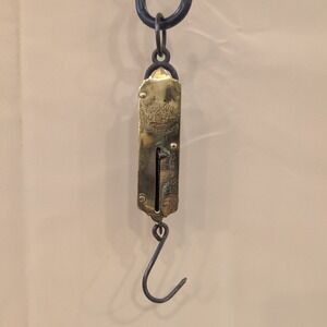 Antique Excelsior Improved Spring Balance Hanging Scale 24 lb Capacity Brass VTG